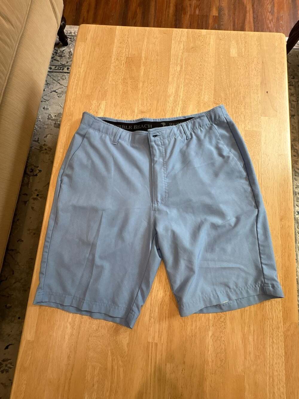 Pebble Beach Men's Flat Front Performance Shorts, Size 36, Steel Blue